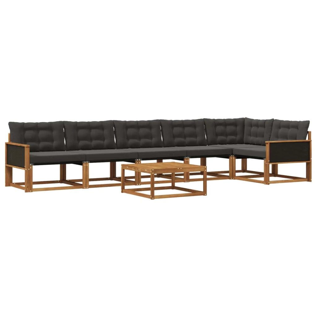 Set di divani da esterno con cuscino 7 pcs Naturale e Nero