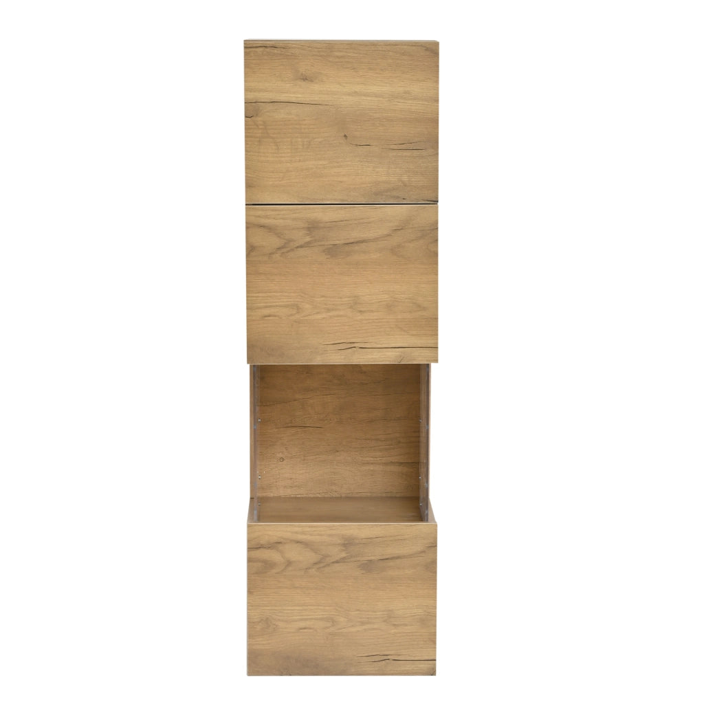 Mobile TV Parete Soggiorno Set 3pz con LED ¨C MINIMAL ¨C Nero e Legno Naturale