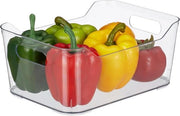 Organizzatore per frigorifero - Scatola di conservazione 105 x 25 x 18 cm - contenitore di conservazione per frutta e formaggio - contenitore per frigorifero con maniglie - trasparente