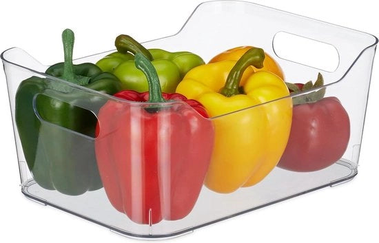 Organizzatore per frigorifero - Scatola di conservazione 105 x 25 x 18 cm - contenitore di conservazione per frutta e formaggio - contenitore per frigorifero con maniglie - trasparente