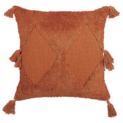 Cuscino decorativo cotone arancione 45 x 45 cm motivo geometrico nappe rivestimento sfoderabile con imbottitura boho