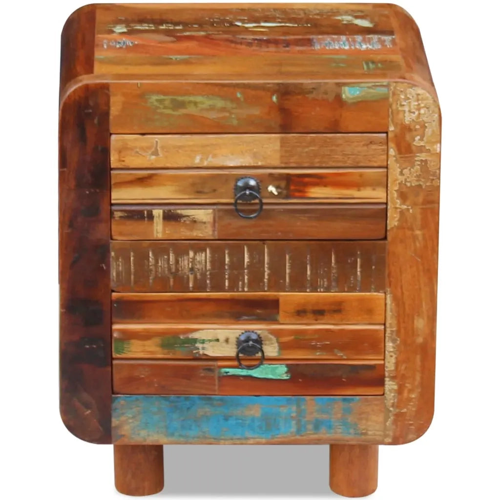 Comodino | Armadio da Notte | Mobiletto da notte in Solido Legno di Recupero 43x33x51 cm