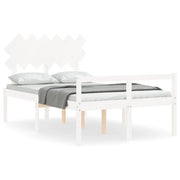 Letto matrimoniale | Letto per adulti | Letto per Anziani con Testiera Bianco 120x200 cm Legno Massello