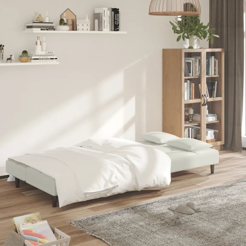 Divano Letto a 2 Posti con 2 Cuscini Crema in Vellutocod mxl 112631
