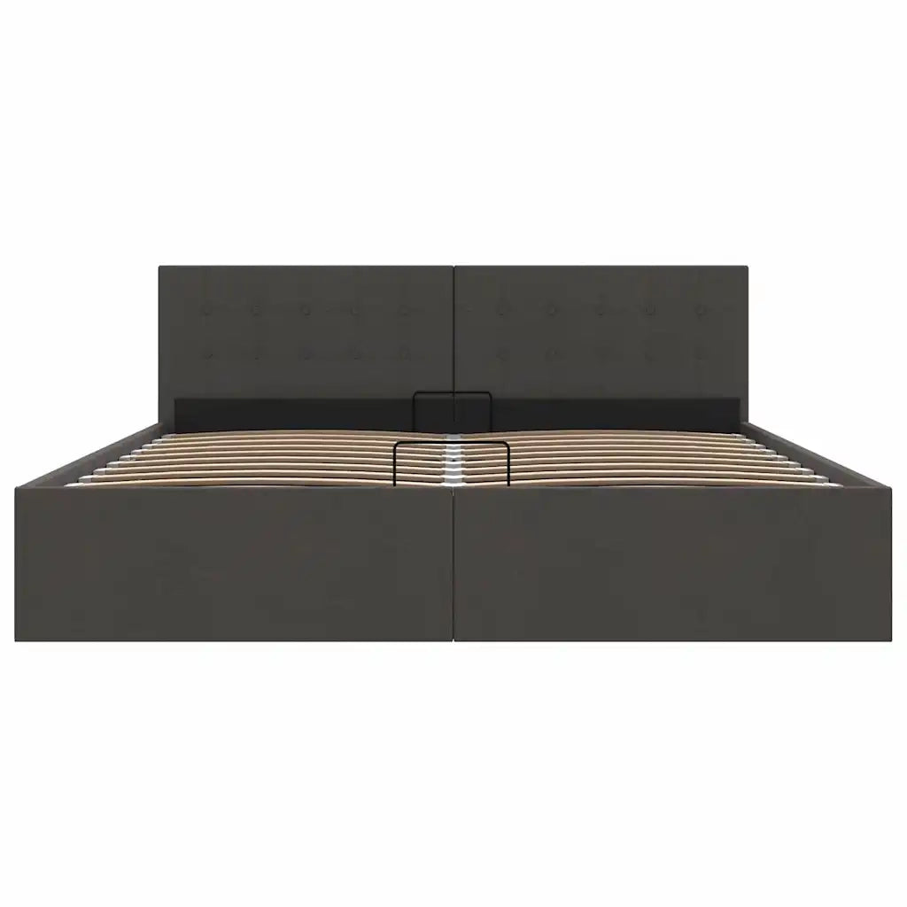 Giroletto con Contenitore-Struttura Letto con contenitore Grigio Scuro in Tessuto 160x200 cm