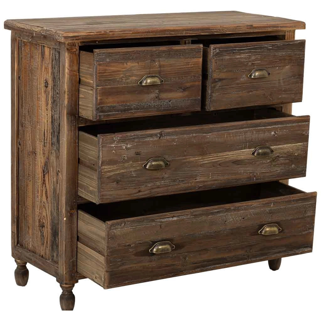 Cassettiera in legno con 4 cassetti 100x40x93h cm