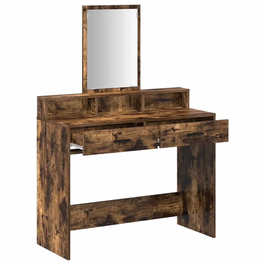 Tavolo da Trucco con cassetto Rovere fumé 100 x 41 x 140 cm 865149