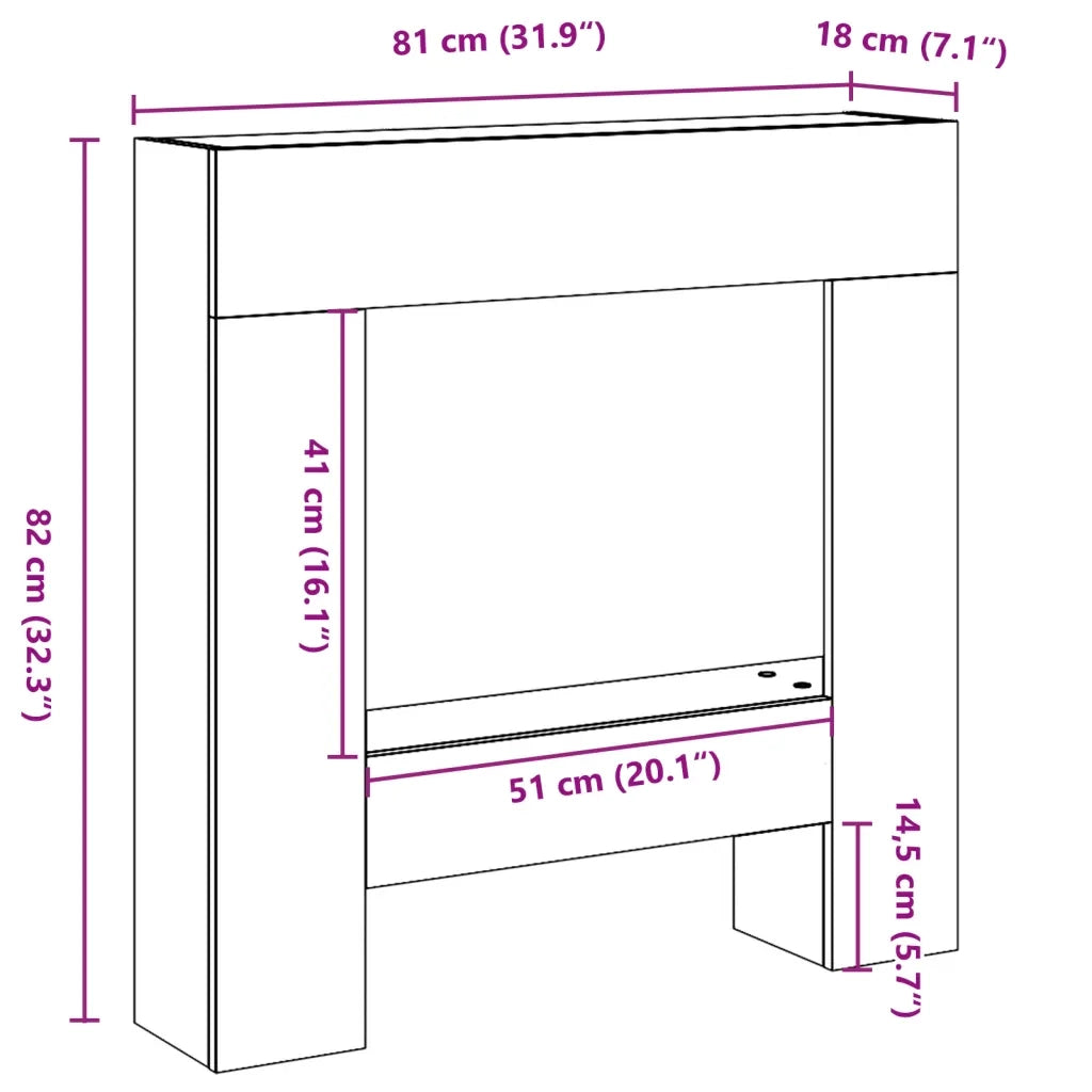 Cornice per Camino Rovere Fumo 81x18x82 cm in Truciolato CFW7625738