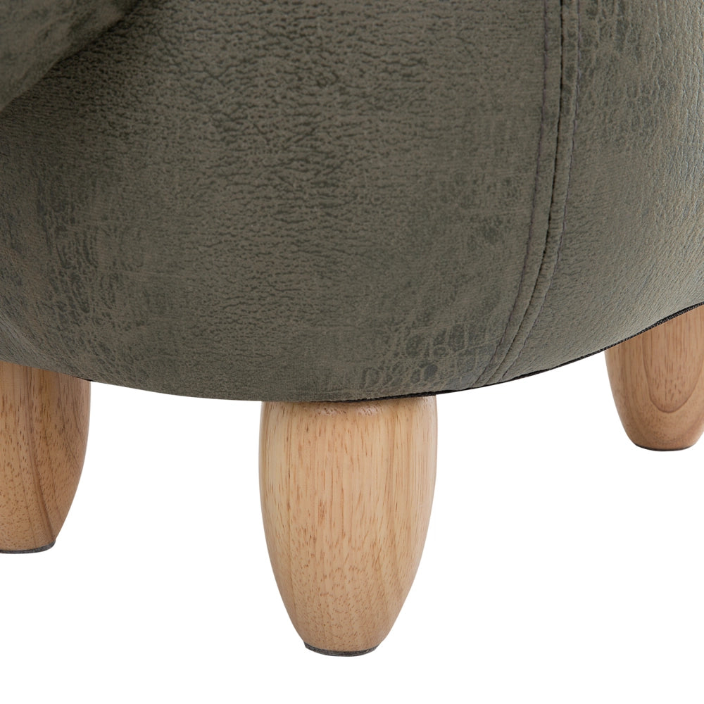 Animale Triceratopo Sgabello per bambini Tessuto in poliestere verde scuro Gambe in legno imbottite contenitore Poggiapiedi
