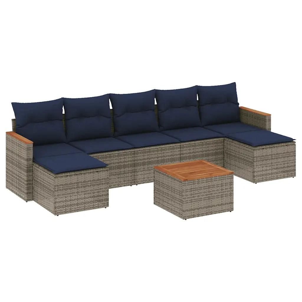 Set Divani da Giardino 8 pz con Cuscini Grigio in Polyrattan 3226243