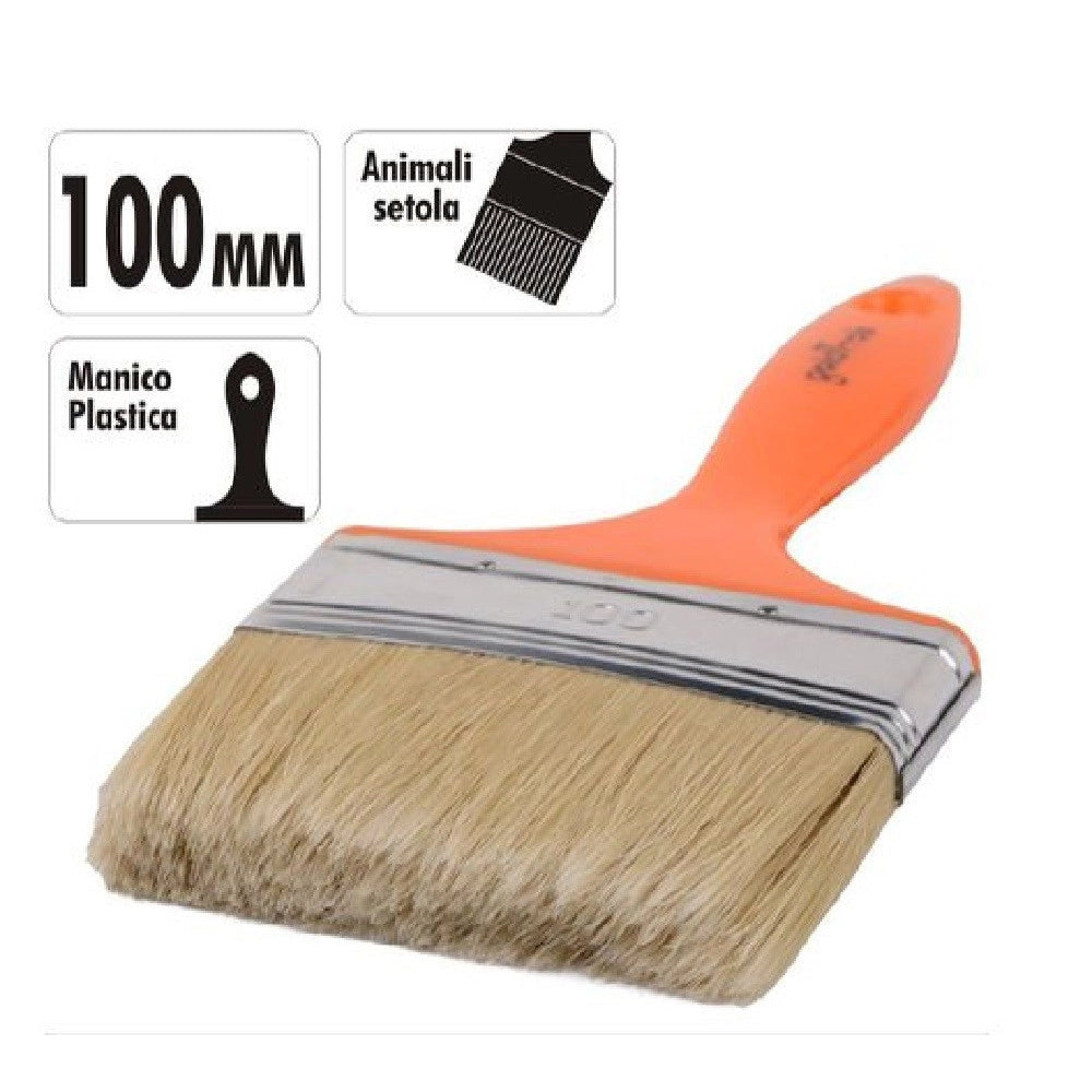 Trade Shop - Pennello 100 Mm Pennellessa Con Manico In Plastica Per Pittura Verniciare 90260 -
