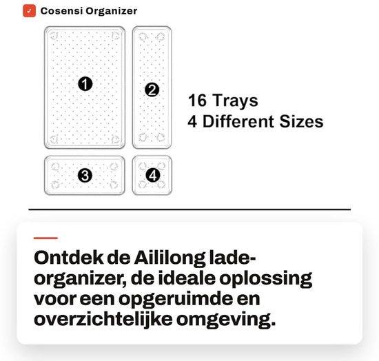 Organizzatore di carico 16-delicato - Cassa di archiviazione - Organizzatore sovrapposto - Materiale trasparente in plastica - Per trucco/bureaù/bagno - Sistema di risparmio di spazio