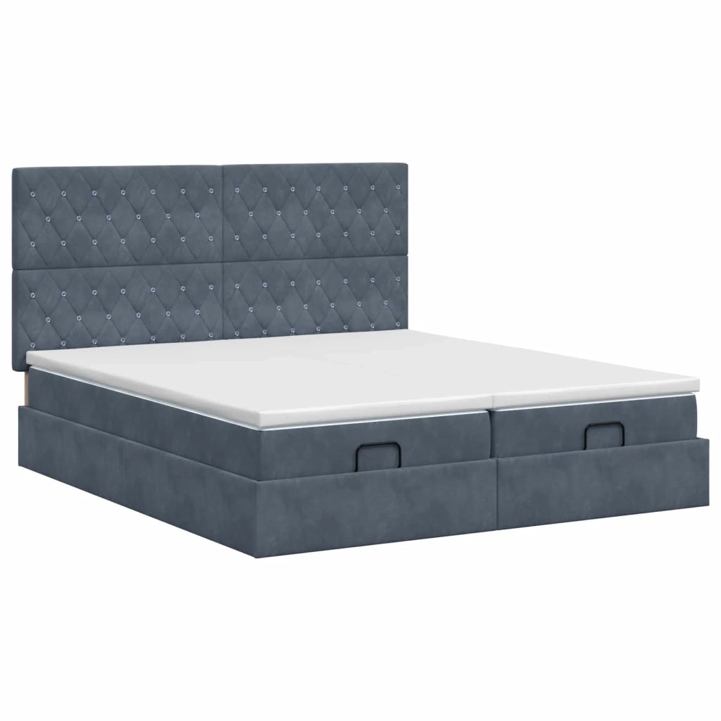 Letto ottomano con materasso 2 pz Grigio Scuro Velluto 3457903