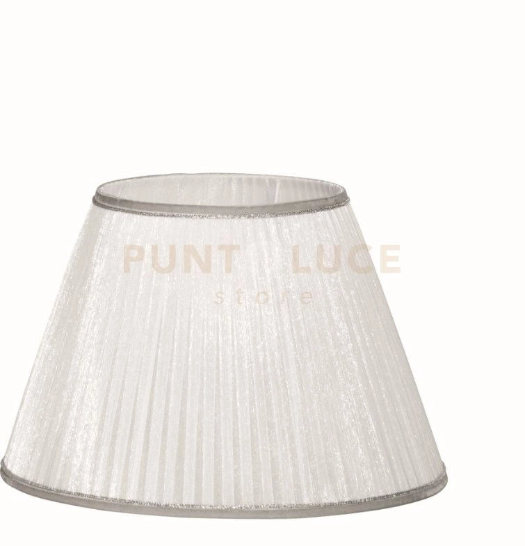 TC 3535 PARALUME DM.40CM ORGANZA BIANCO E ARGENTO PER ATTACCO E27