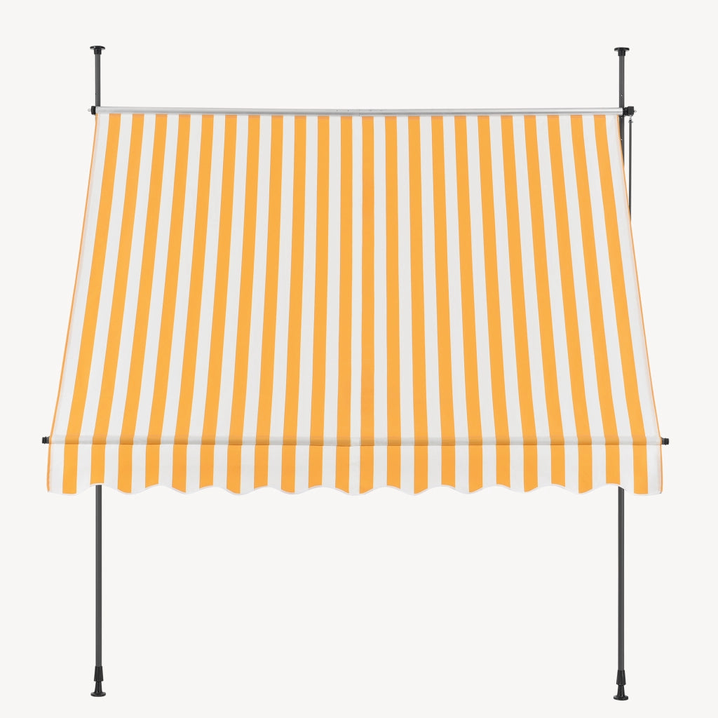 Tenda da Sole a Muro con Pali di Supporto Telescopici Parasole 200 x 120 cm (LxP) Giallo-Bianco pro.tec
