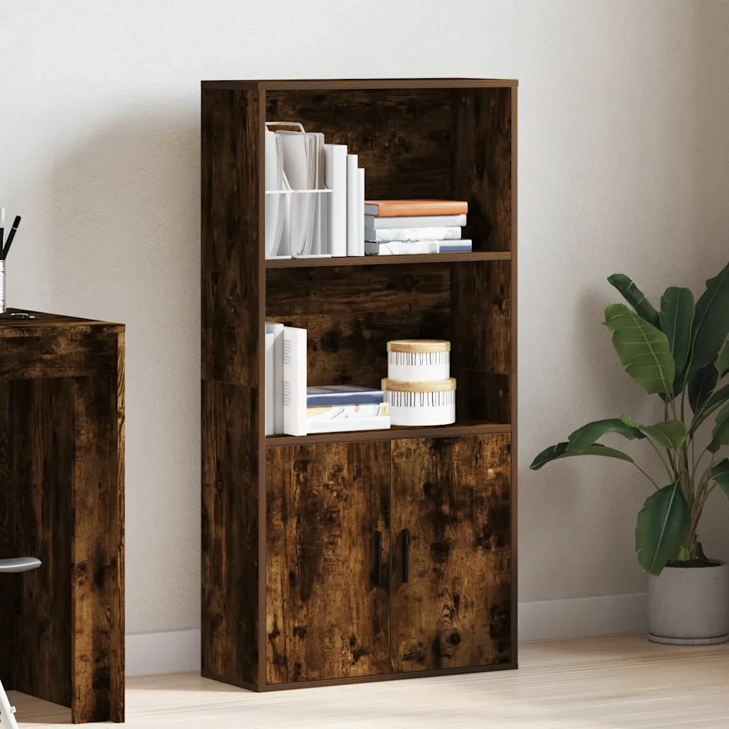 Libreria-Scaffale per Libri-Mobile di Stoccaggio Rovere Fumo 60x24x120 cm in Truciolato