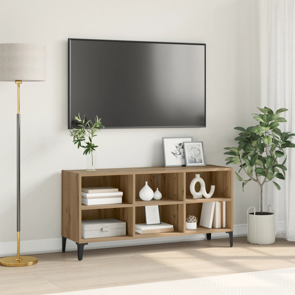 Supporto TV Rovere Artigianale Legno ingegnerizzato, Metallo Medio