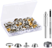 Set di Viti a Pressione 25 Pezzi - Viti a Pressione 15 mm - Chiusure a Pressione Professionali - Kit di Accessori Incluso - Scatola di Ripostiglio - Ideale per Abbigliamento e Progetti DIY - Viti a Pressione a Snodo