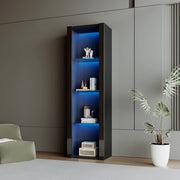 Vetrina alta con LED e 3 ripiani in vetro; 55x38x166 cm; nero lucido