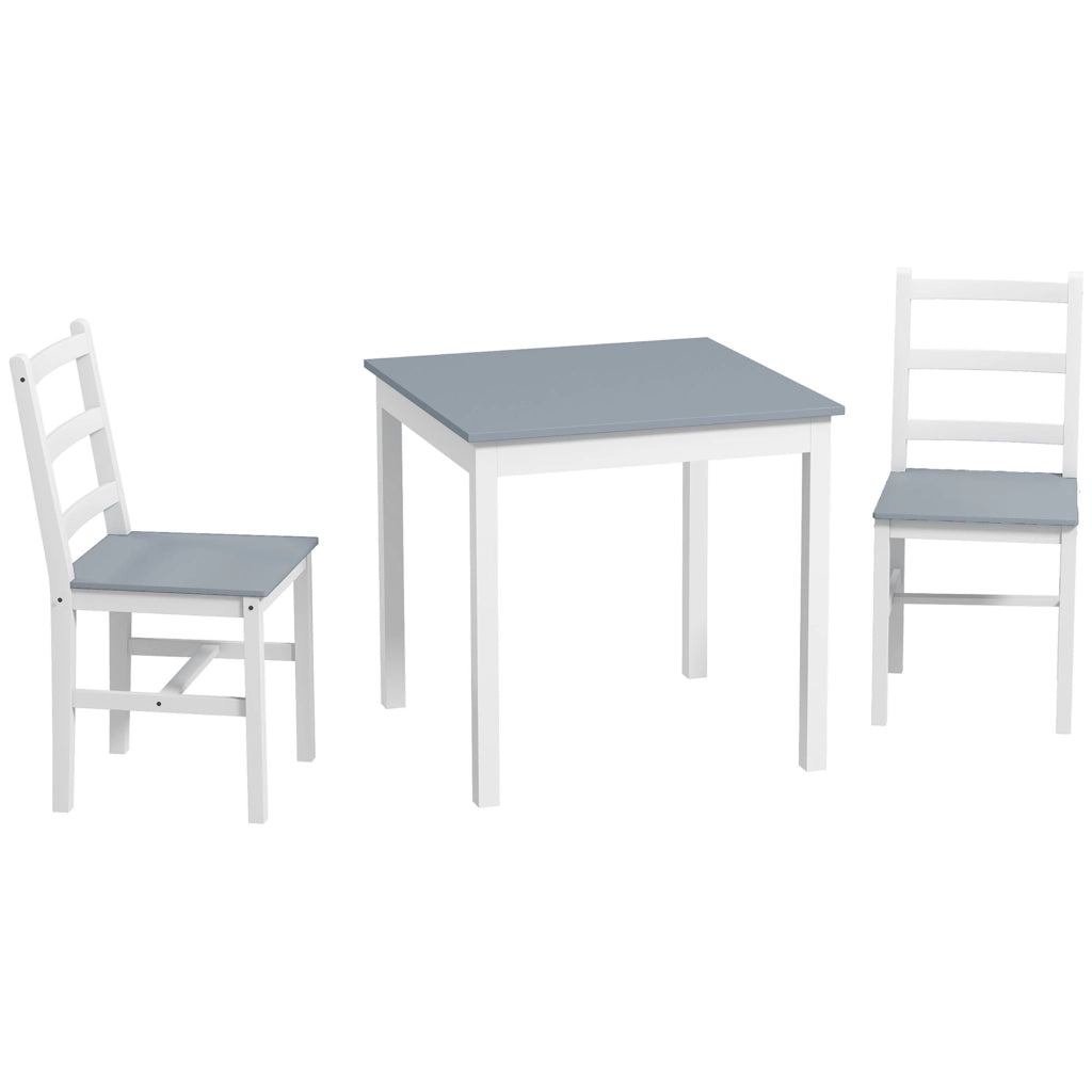 Tavolo da pranzo con 2 sedie ¨C Minimal ¨C Legno bianco e grigio 100x70x75 cm