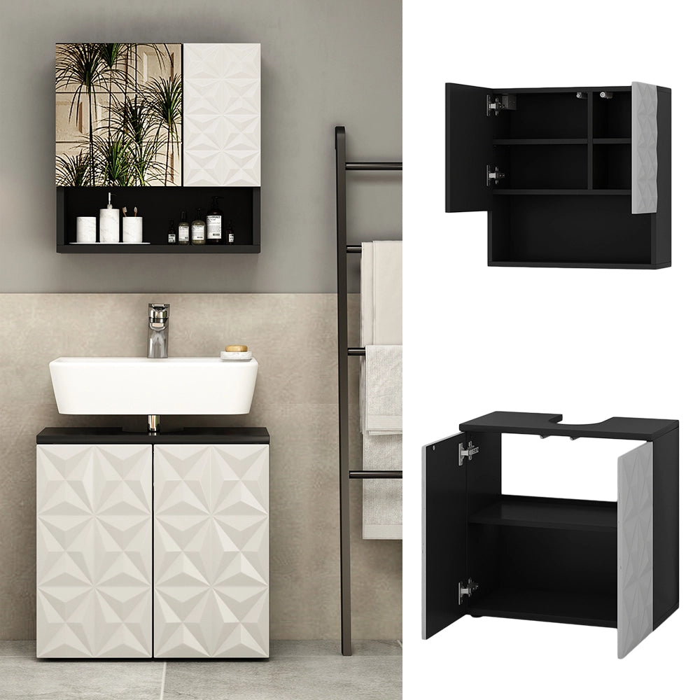 Vicco Set di mobili da bagno Nero 2 parti