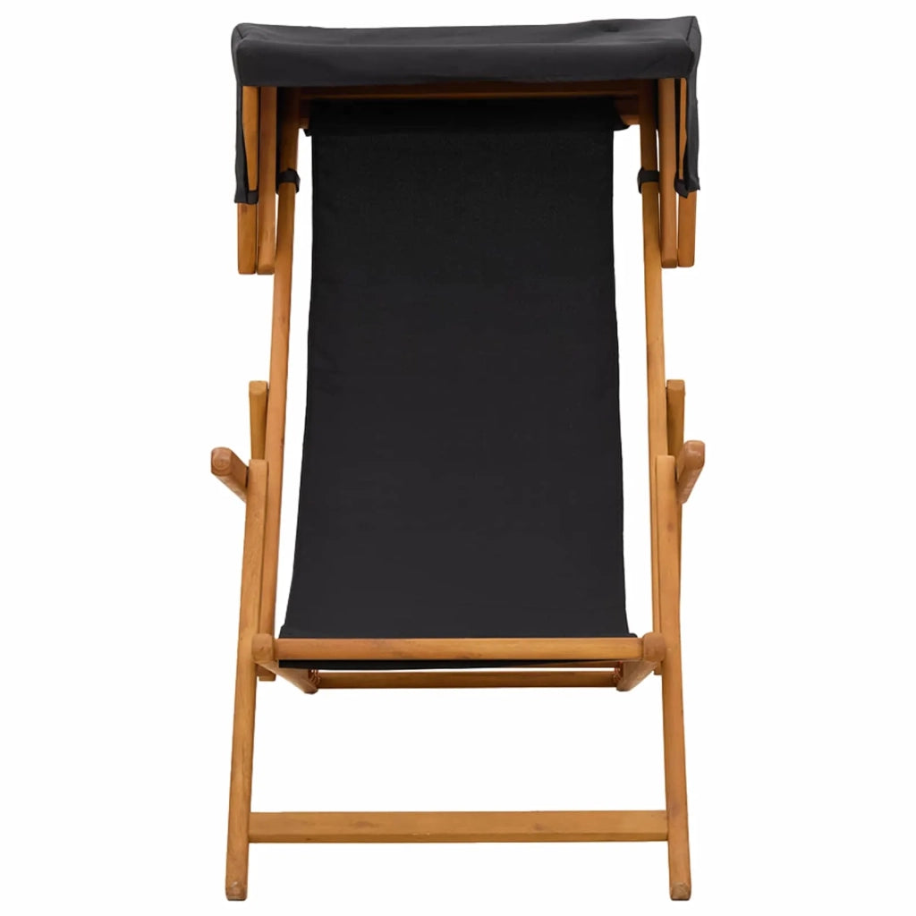 Lettino 2 pcs 3 Posizione Legno di Eucalipto Massello Nero 3407813