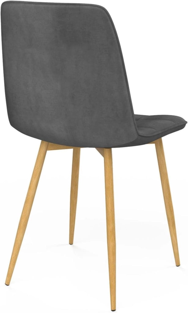 Set di 6 sedie da pranzo MILA in velluto grigio scuro con gambe effetto legno