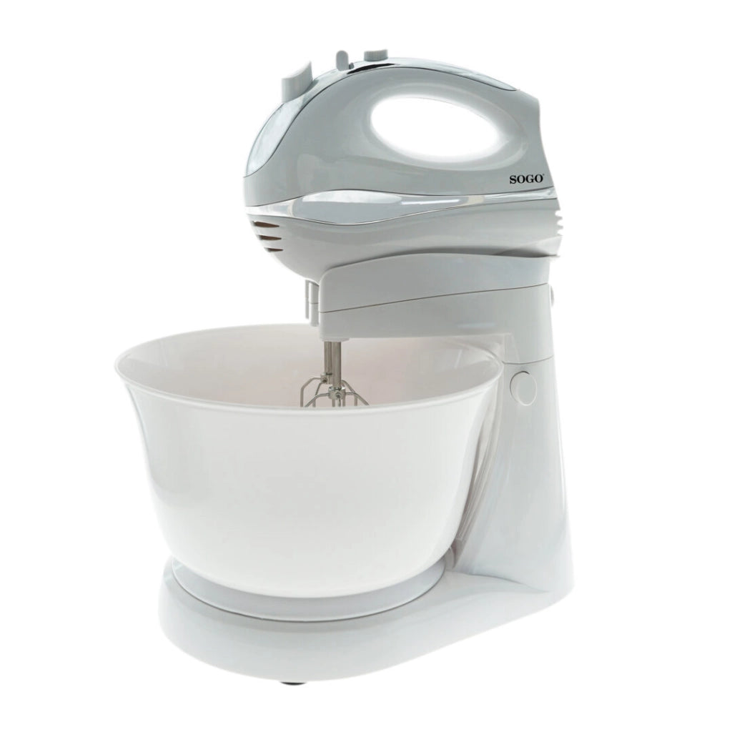 Sbattitore elettrico con ciotola girevole, 5 velocità funzione turbo, 2 fruste acciaio inox montauova 300W - SOGO