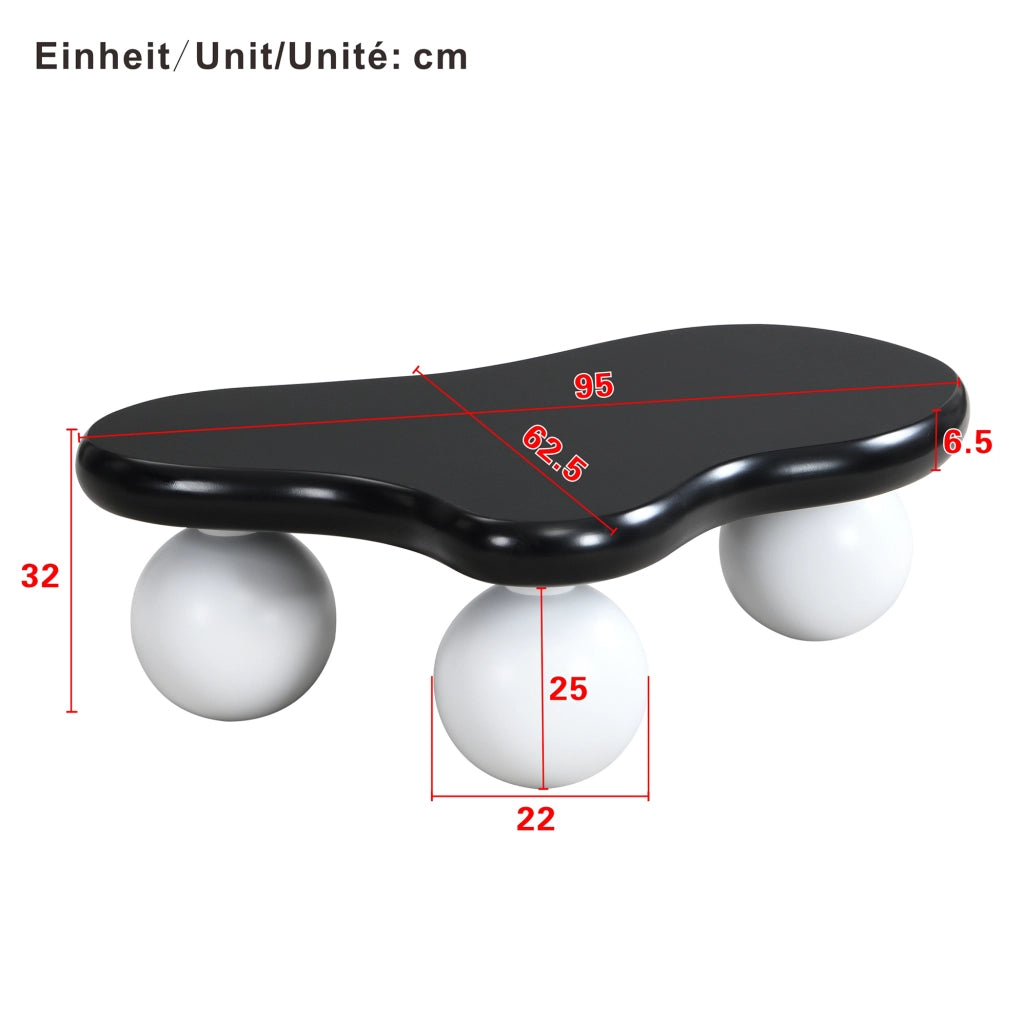 Tavolino da caffè a forma di nuvola con LED; 95x62;5x32 cm; in MDF nero e bianco