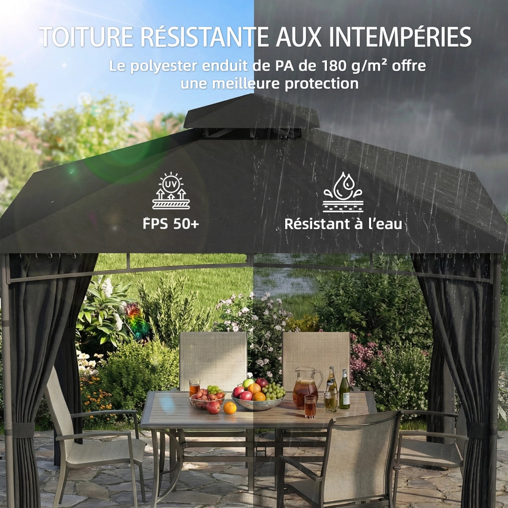 Gazebo da giardino ¨C zephmum ¨C 3x3m grigio antracite