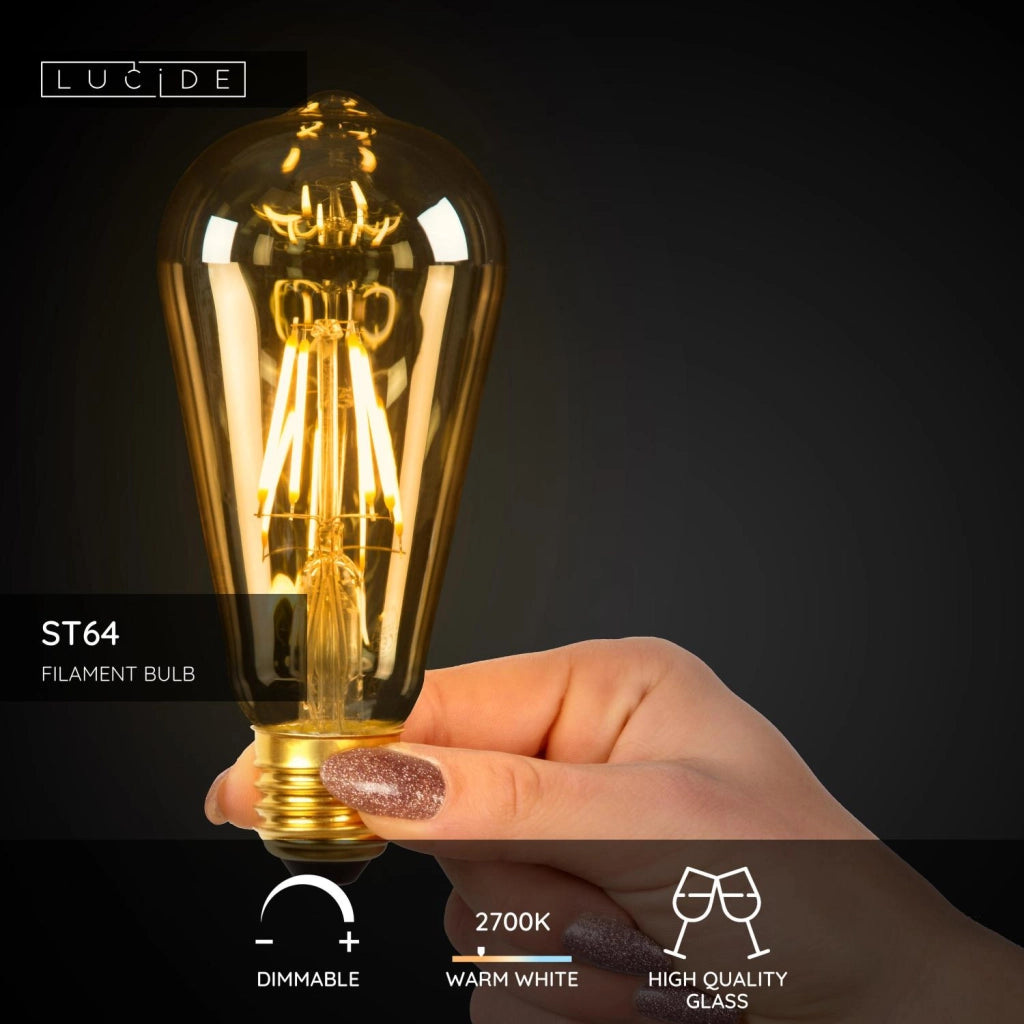 Lampadina LED filamento E27 5W ambra ovale Lucide