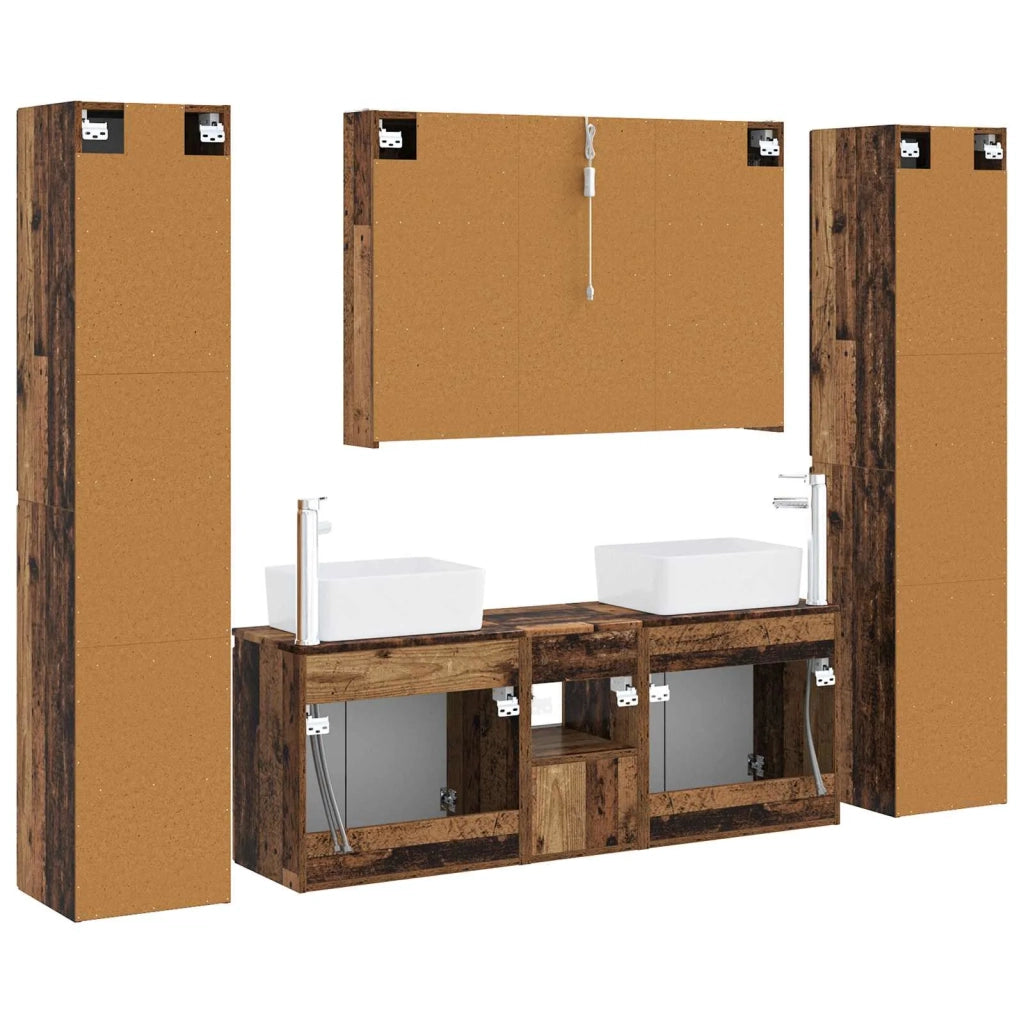 Set di mobili per il bagno 6 pcs Legno antico 3407237