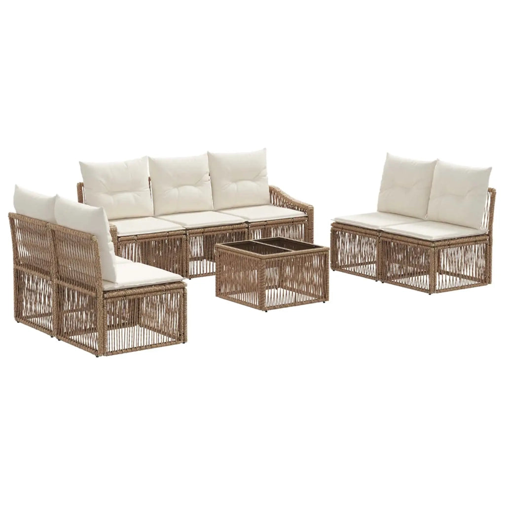 Set Divano da Giardino 8 pcs Beige polyrattan 3435978
