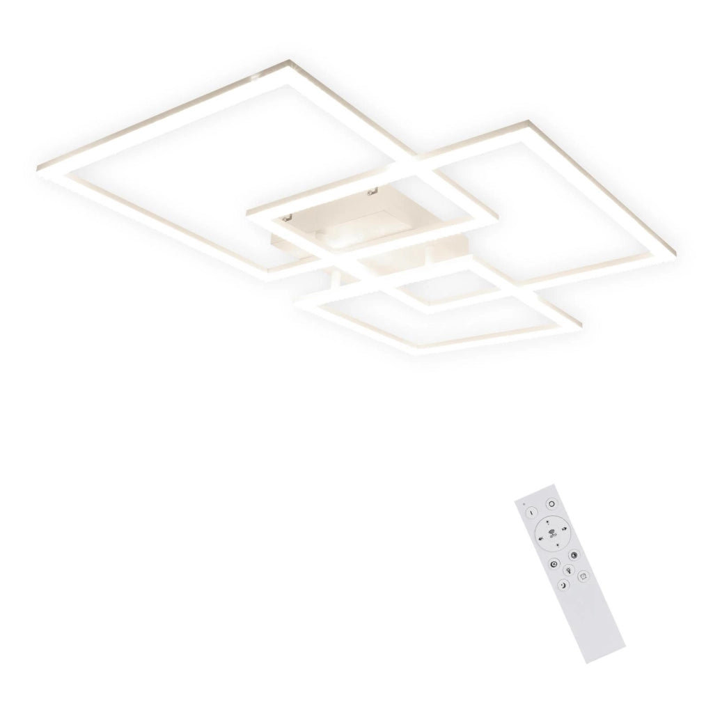 ZMH Lampada da soffitto LED quadrata in cristallo bianco per soggiorno con telecomando 82W