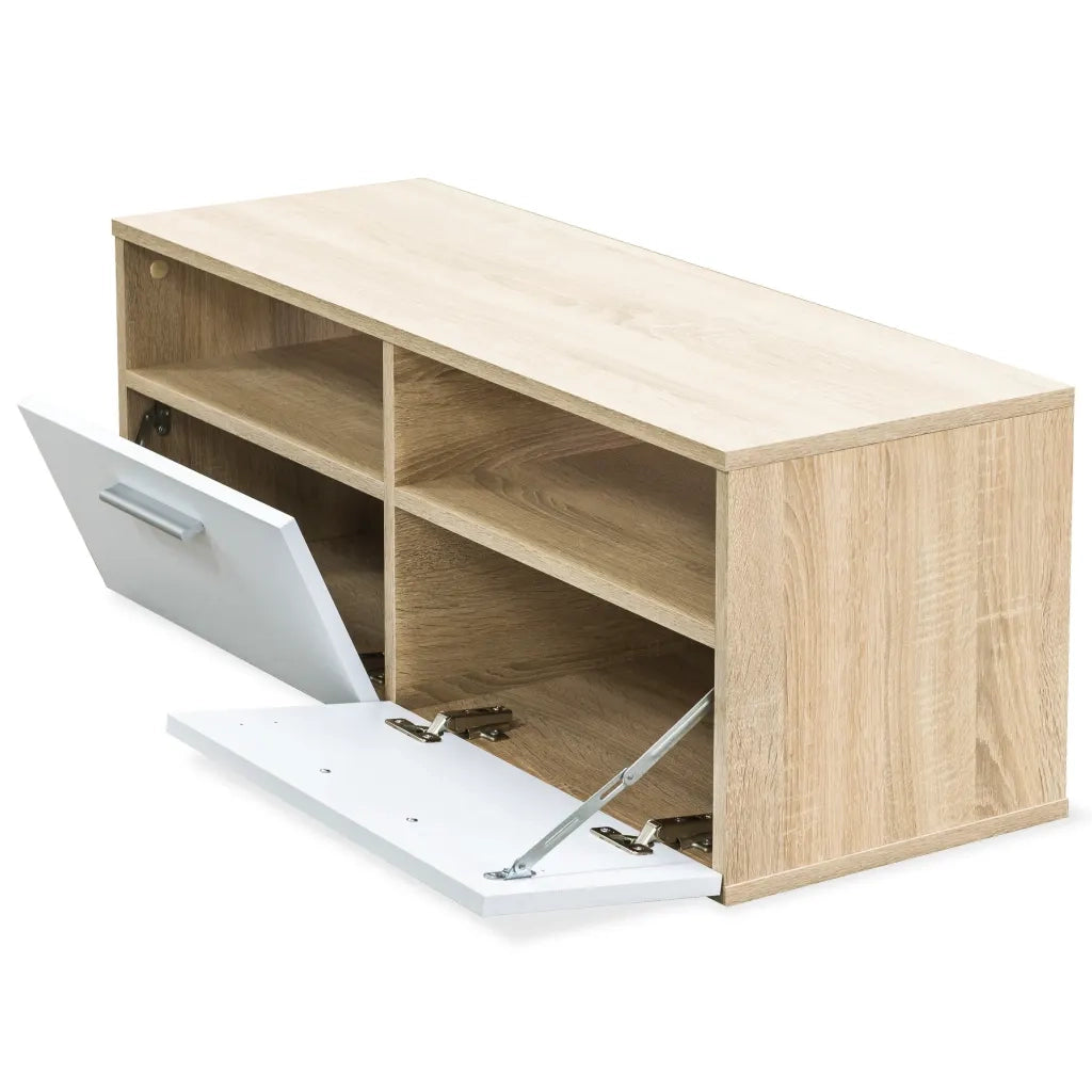 Mobile Porta TV in Legno Multistrato 95x35x36cm Rovere e Bianco 244869