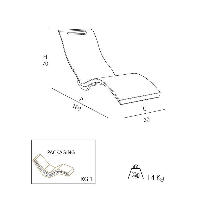 Sdraio Chaise Longe Lettino Prendisole In Polietilene Colore Blu Cv-S010/5002