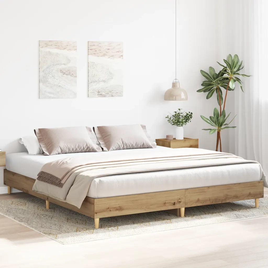 Letto matrimoniale | Letto per adulti | Giroletto senza Materasso Rovere Artigianale 160x200 cm