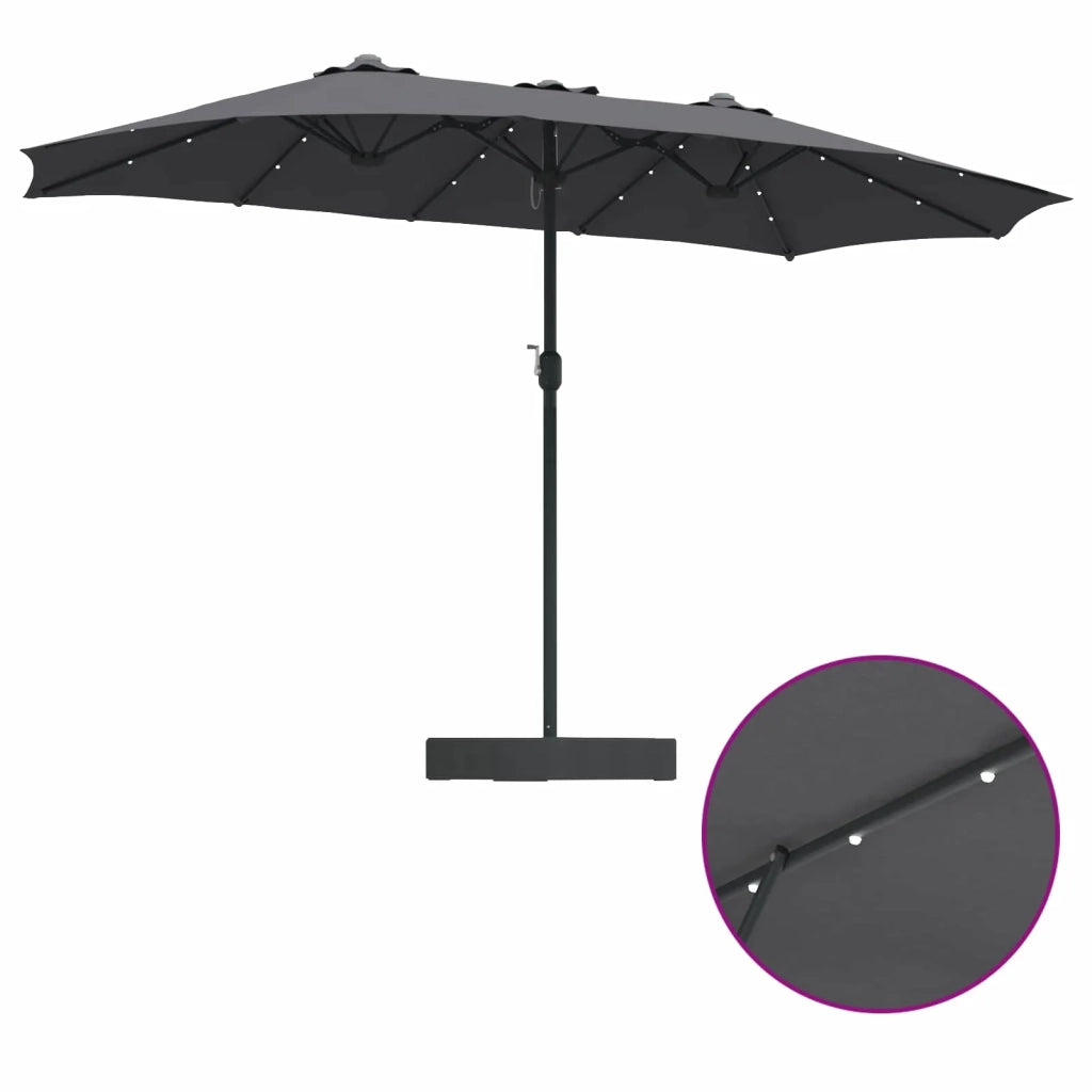 Ombrello da giardino-Ombrellone da spiaggia Antracite 385 x 209 x 244 cm Poliestere