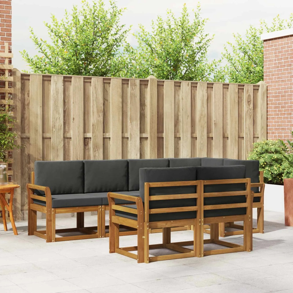 Set di divani da esterno con cuscino 7 pcs Naturale e Antracite 3366535