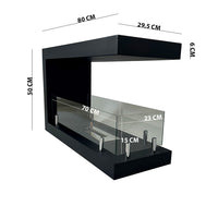 Camino a Bioetanolo da Terra Artico Design Aperto e Vetri Protettivi Serbatoio 850 ml in Acciaio Verniciato Nero