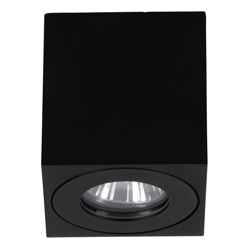 Plafoniera Esterno Moderna Quadrato Torrecola Alluminio Nero 1 Luce Gu10