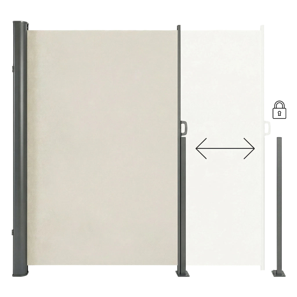 Tenda laterale 300x180H cm. Separè frangivento con sistema di riavvolgimento automatico. Telaio in Alluminio. Colore Beige