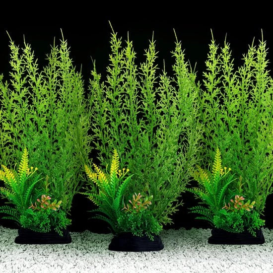 Decorazione per Acquario in Plastica - Set di 3 - Grande - Sicura per Pesci - Facile da Manutenere - Aspetto Naturale - Decorazione per Acquario