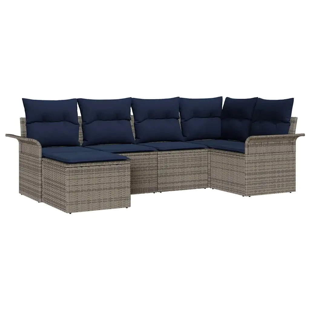 Set Divano da Giardino con cuscino 6 pcs Grigio polyrattan 3345435