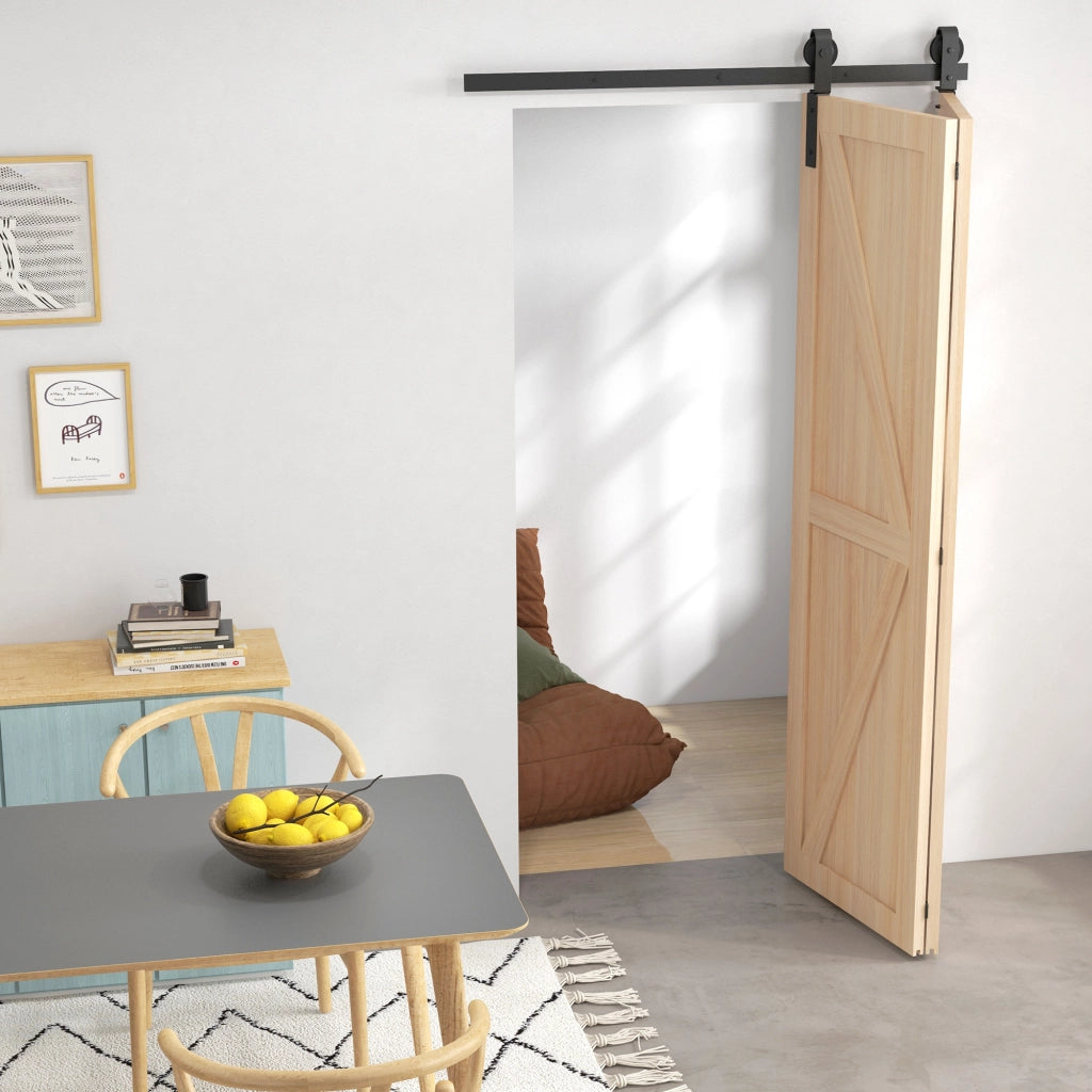Kit Porta Scorrevole a Pannello Pieghevole per 2 Ante ¨C Zephmum ¨C Nero 122 cm