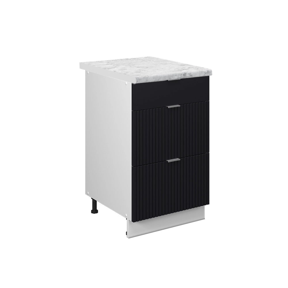 Vicco Mobili da cucina Nero a righe 50 cm , PL Marmo