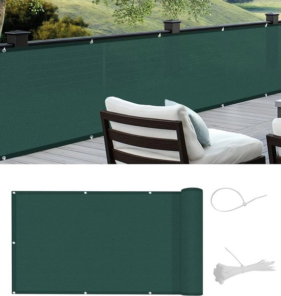 Schermo per balcone in HDPE con protezione UV, trasparente, schermo per privacy per balcone, 90 x 400 cm, verde