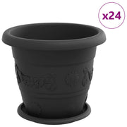 Fioriere | Cassetta per fiori | Vasi per Piante 24 pz Nero ? 26 x 21.5 cm Plastica