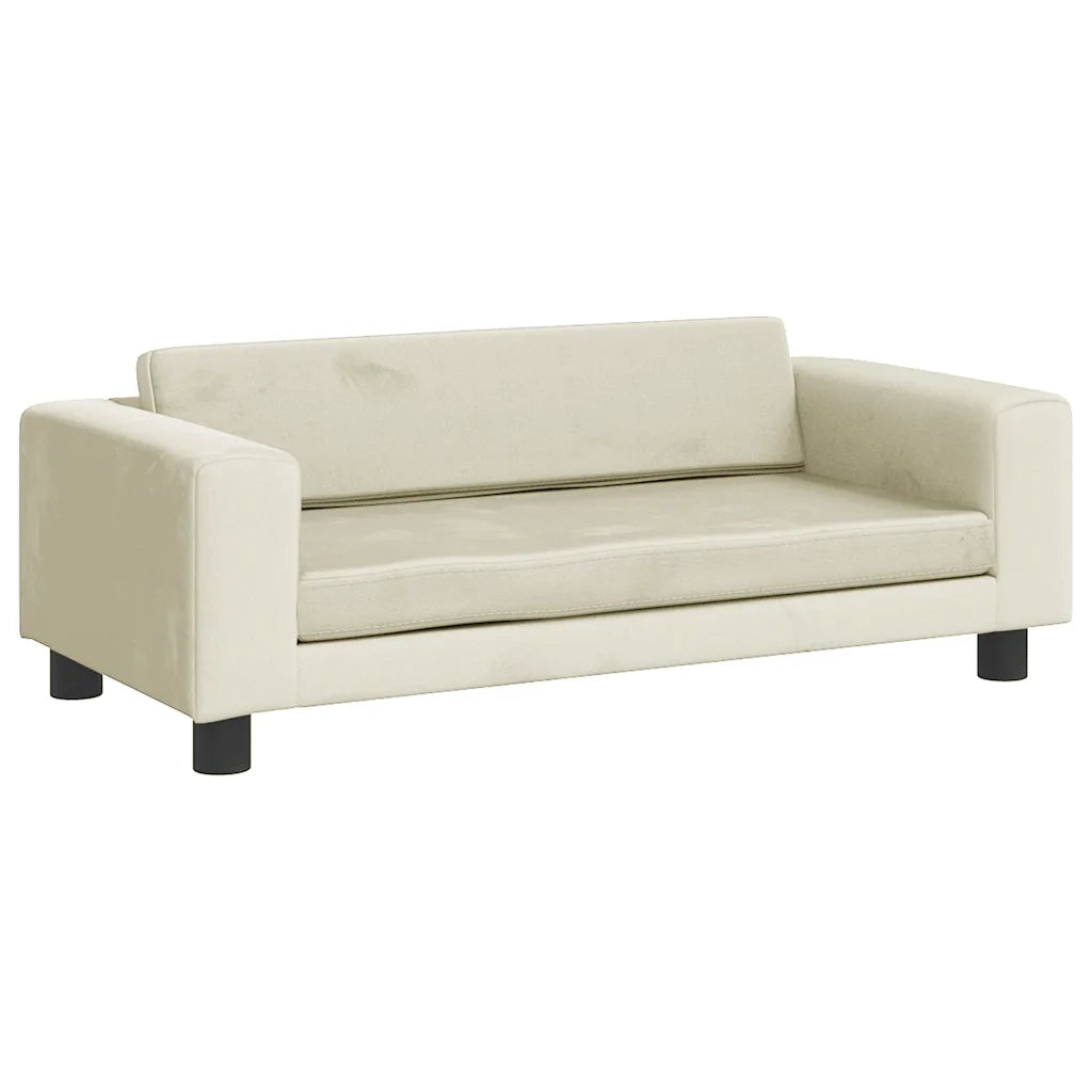 Divano Bambini con Poggiapiedi Crema 100x50x30 cm in Velluto 3196413