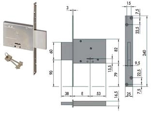 SERRATURA DA INFILARE DOPPIA MAPPA 57013  mm.50 (57013500)    CISA